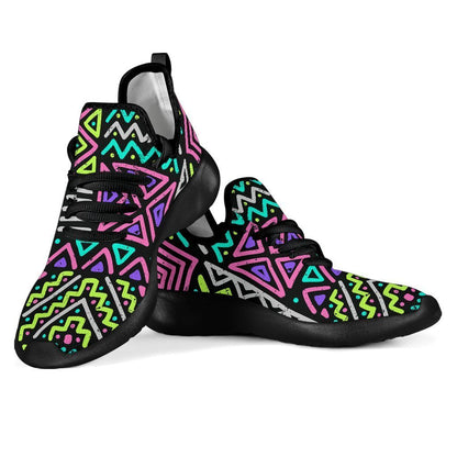 Neon Native Aztec Pattern Print Mesh Knit Shoes GearFrost