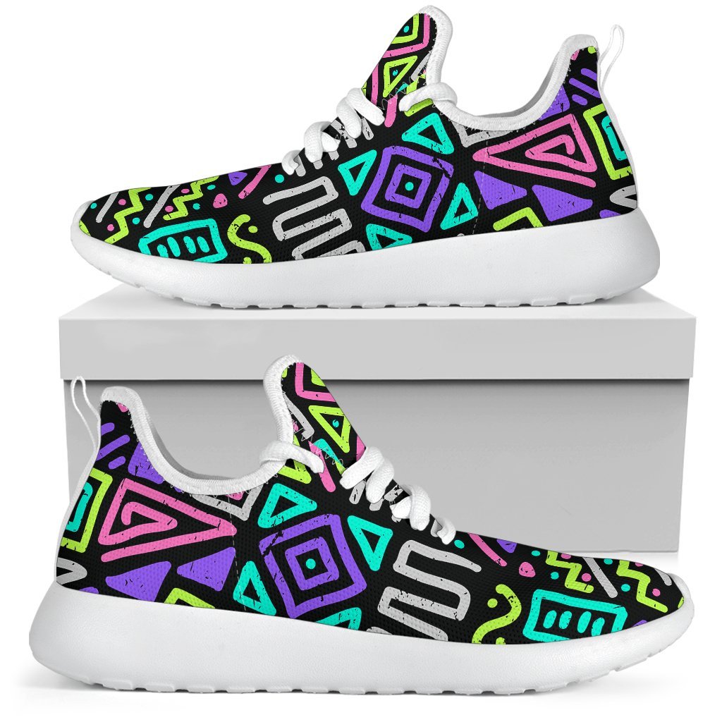 Neon Native Aztec Pattern Print Mesh Knit Shoes GearFrost