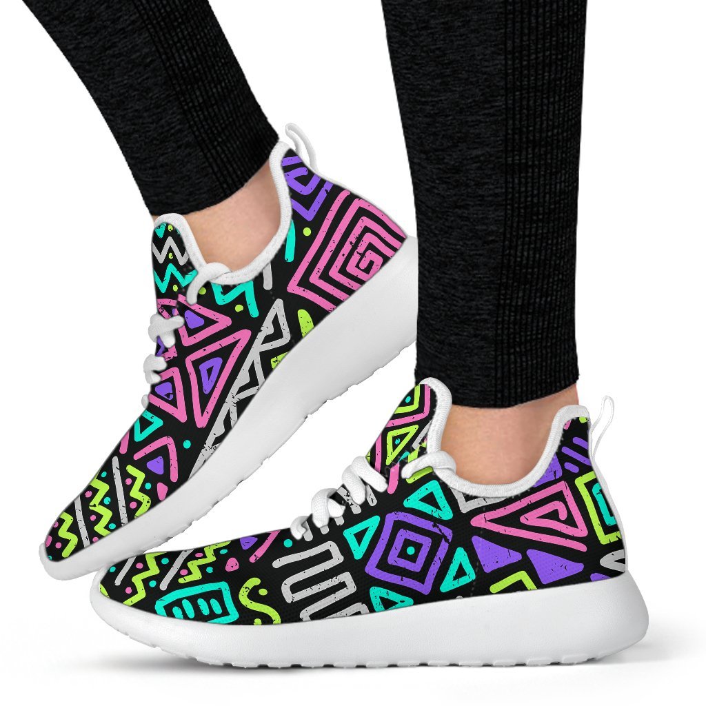 Neon Native Aztec Pattern Print Mesh Knit Shoes GearFrost