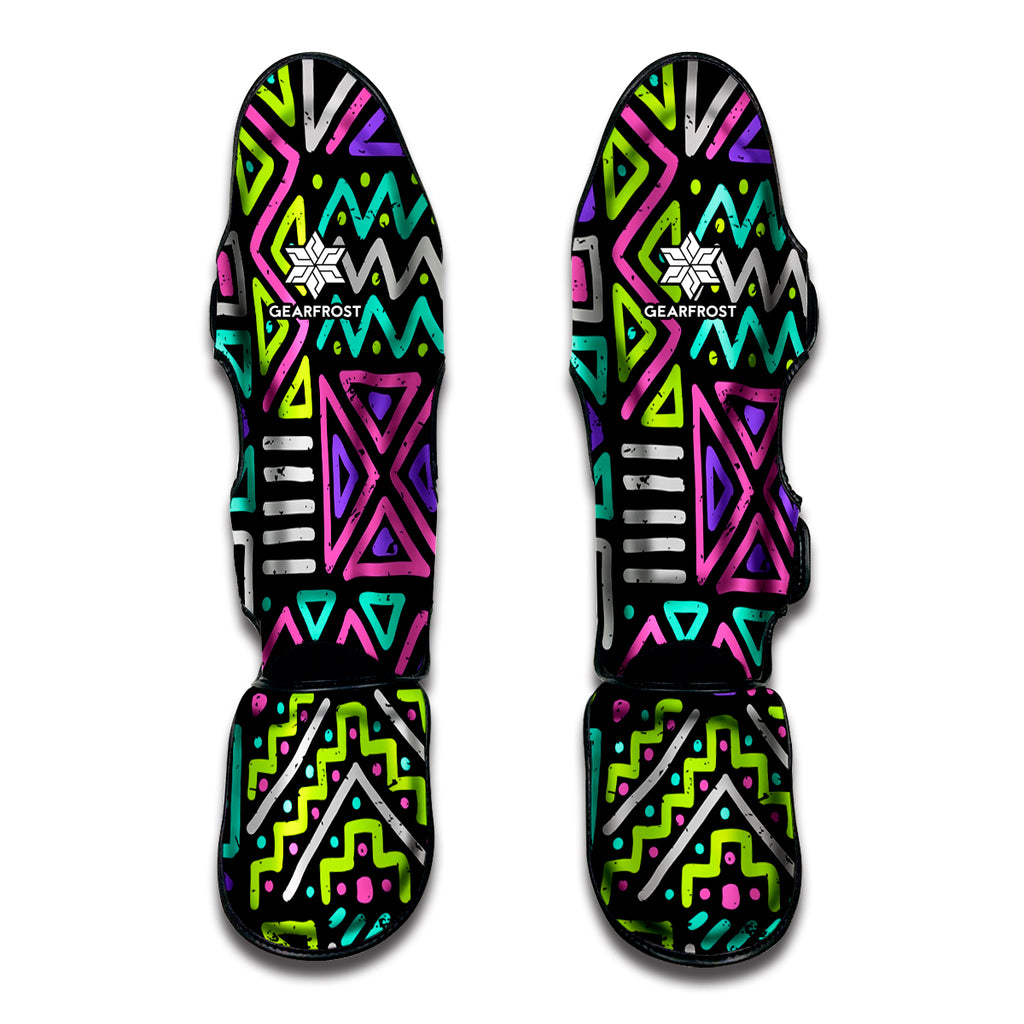 Neon Native Aztec Pattern Print Muay Thai Shin Guard