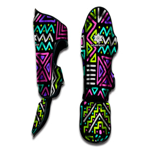 Neon Native Aztec Pattern Print Muay Thai Shin Guard