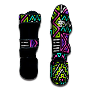 Neon Native Aztec Pattern Print Muay Thai Shin Guard