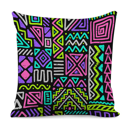 Neon Native Aztec Pattern Print Pillow Cover