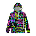 Neon Native Aztec Pattern Print Pullover Hoodie