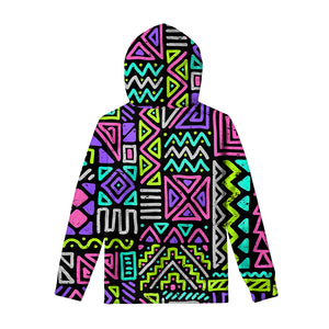 Neon Native Aztec Pattern Print Pullover Hoodie