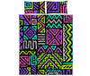 Neon Native Aztec Pattern Print Quilt Bed Set