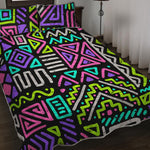 Neon Native Aztec Pattern Print Quilt Bed Set