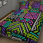 Neon Native Aztec Pattern Print Quilt Bed Set