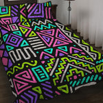 Neon Native Aztec Pattern Print Quilt Bed Set