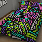 Neon Native Aztec Pattern Print Quilt Bed Set