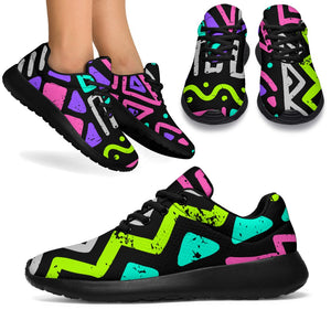 Neon Native Aztec Pattern Print Sport Shoes GearFrost