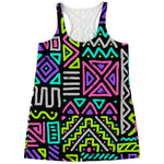 Neon Native Aztec Pattern Print Women's Racerback Tank Top