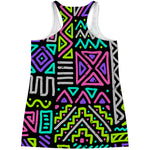 Neon Native Aztec Pattern Print Women's Racerback Tank Top