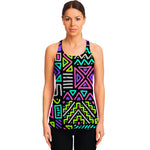 Neon Native Aztec Pattern Print Women's Racerback Tank Top