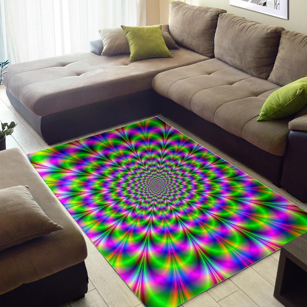 Neon Psychedelic Optical Illusion Area Rug GearFrost