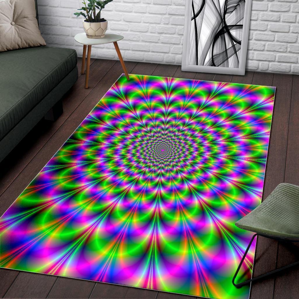 Neon Psychedelic Optical Illusion Area Rug GearFrost
