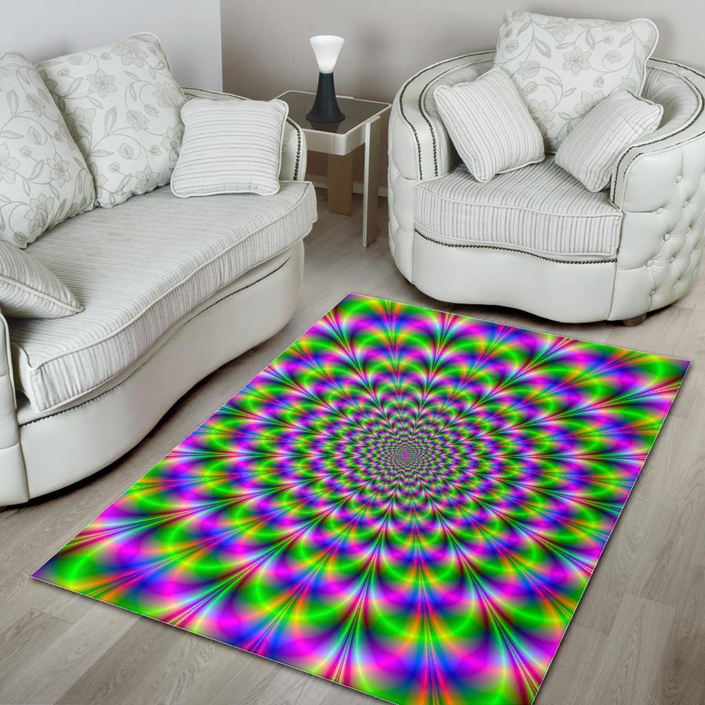 Neon Psychedelic Optical Illusion Area Rug GearFrost