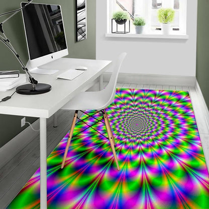 Neon Psychedelic Optical Illusion Area Rug GearFrost