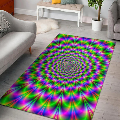 Neon Psychedelic Optical Illusion Area Rug GearFrost