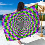 Neon Psychedelic Optical Illusion Beach Sarong Wrap
