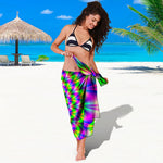 Neon Psychedelic Optical Illusion Beach Sarong Wrap