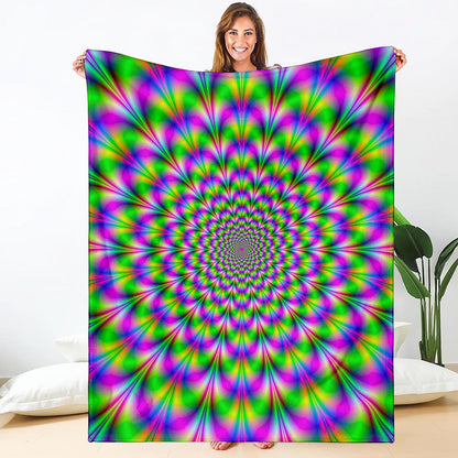 Neon Psychedelic Optical Illusion Blanket
