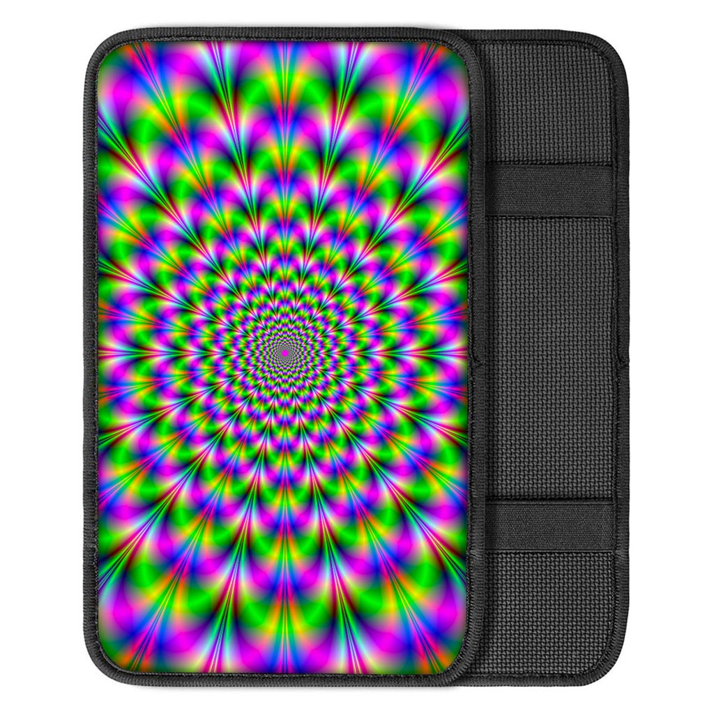 Neon Psychedelic Optical Illusion Car Center Console Cover