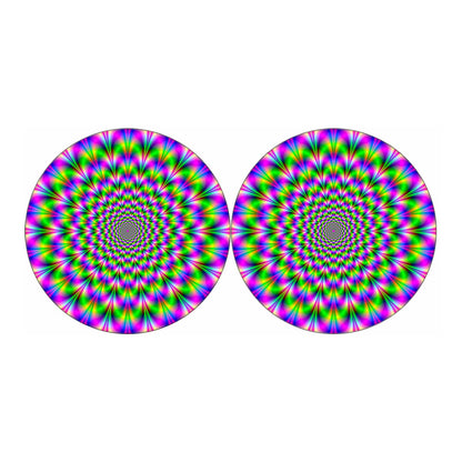 Neon Psychedelic Optical Illusion Car Coasters