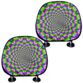 Neon Psychedelic Optical Illusion Car Headrest Covers