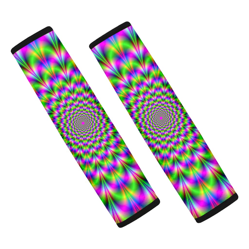 Neon Psychedelic Optical Illusion Car Seat Belt Covers