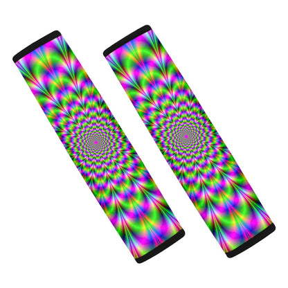 Neon Psychedelic Optical Illusion Car Seat Belt Covers