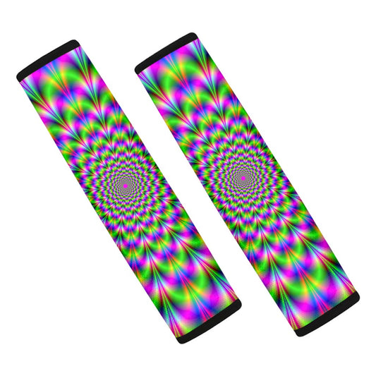 Neon Psychedelic Optical Illusion Car Seat Belt Covers