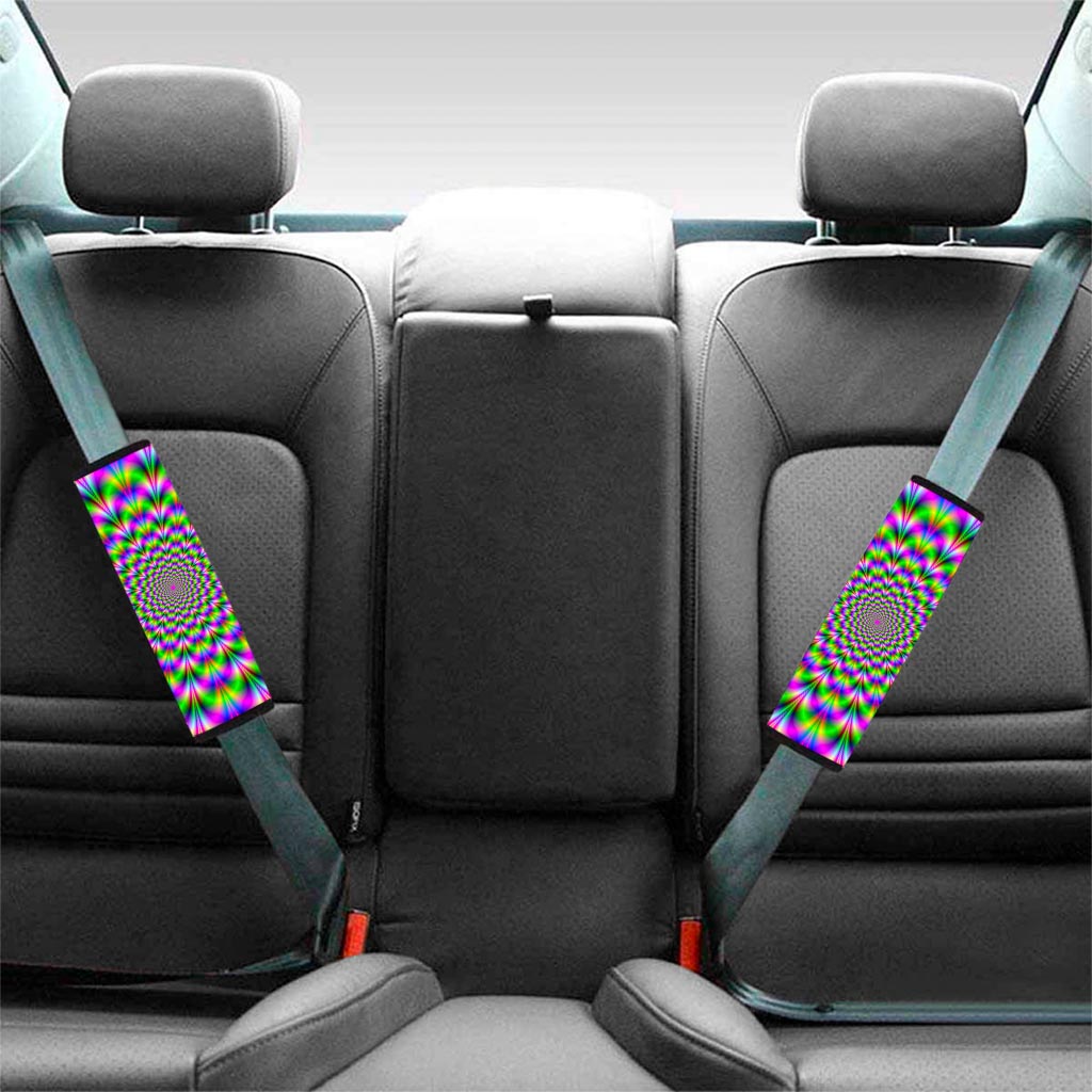Neon Psychedelic Optical Illusion Car Seat Belt Covers