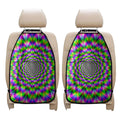 Neon Psychedelic Optical Illusion Car Seat Organizers