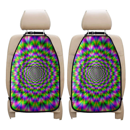 Neon Psychedelic Optical Illusion Car Seat Organizers