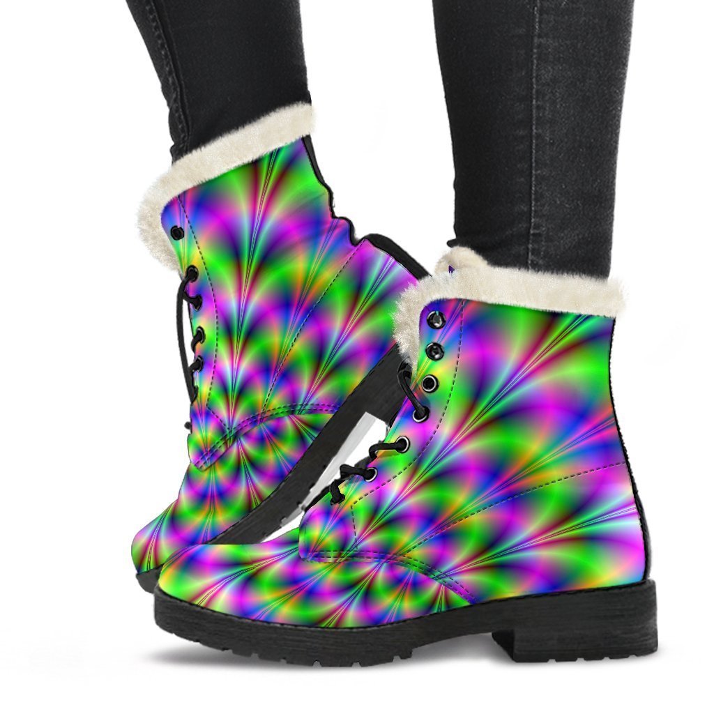 Neon Psychedelic Optical Illusion Comfy Boots GearFrost