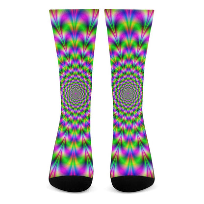 Neon Psychedelic Optical Illusion Crew Socks