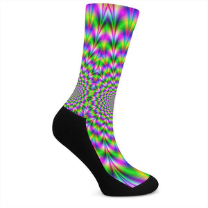 Neon Psychedelic Optical Illusion Crew Socks