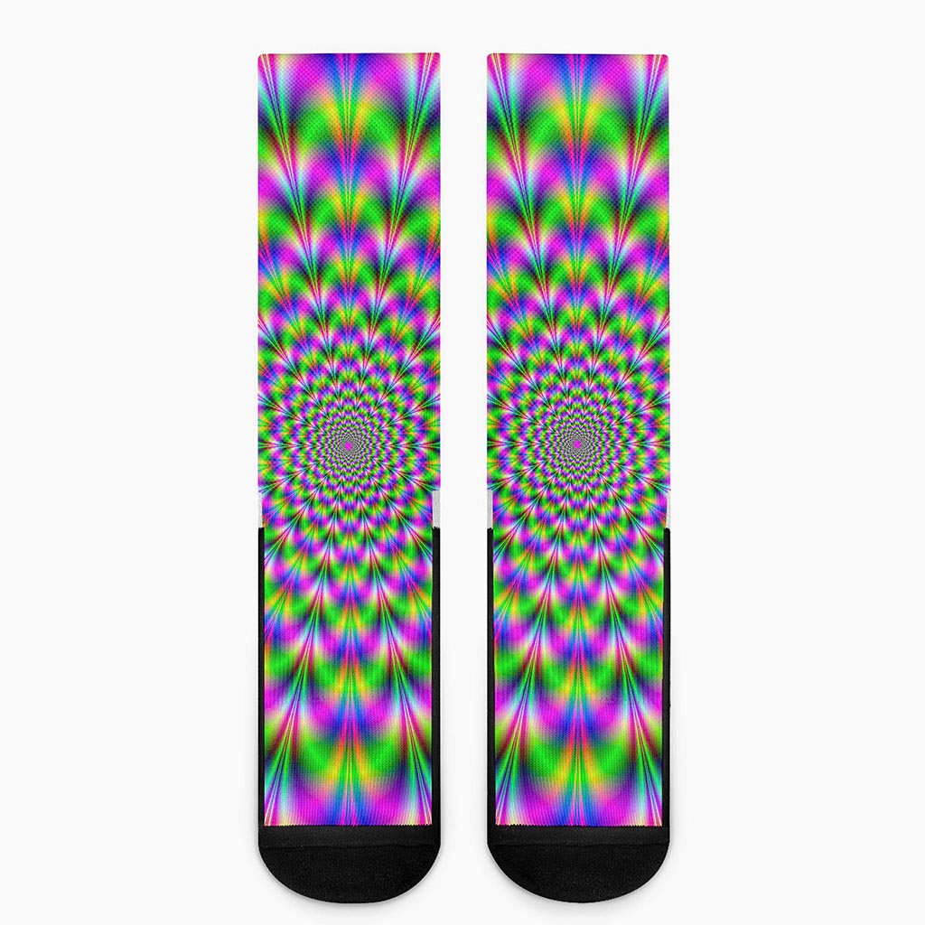 Neon Psychedelic Optical Illusion Crew Socks