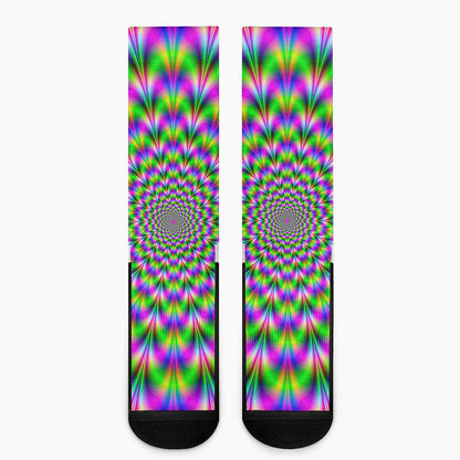 Neon Psychedelic Optical Illusion Crew Socks