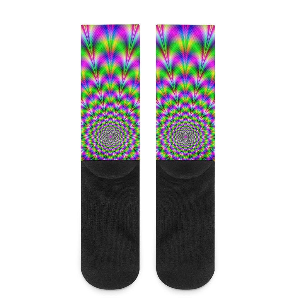 Neon Psychedelic Optical Illusion Crew Socks