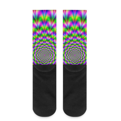 Neon Psychedelic Optical Illusion Crew Socks