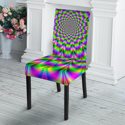 Neon Psychedelic Optical Illusion Dining Chair Slipcover