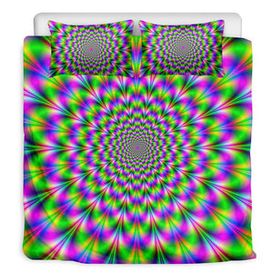Neon Psychedelic Optical Illusion Duvet Cover Bedding Set
