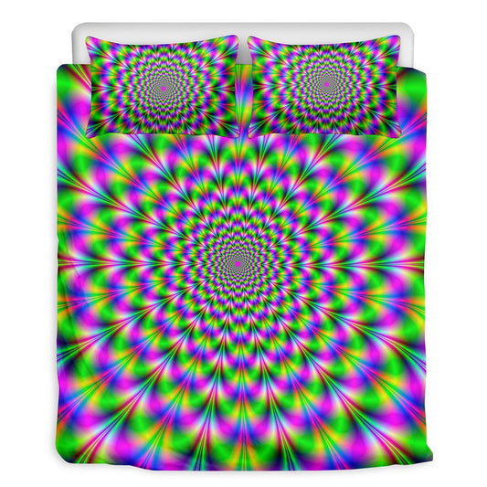 Neon Psychedelic Optical Illusion Duvet Cover Bedding Set