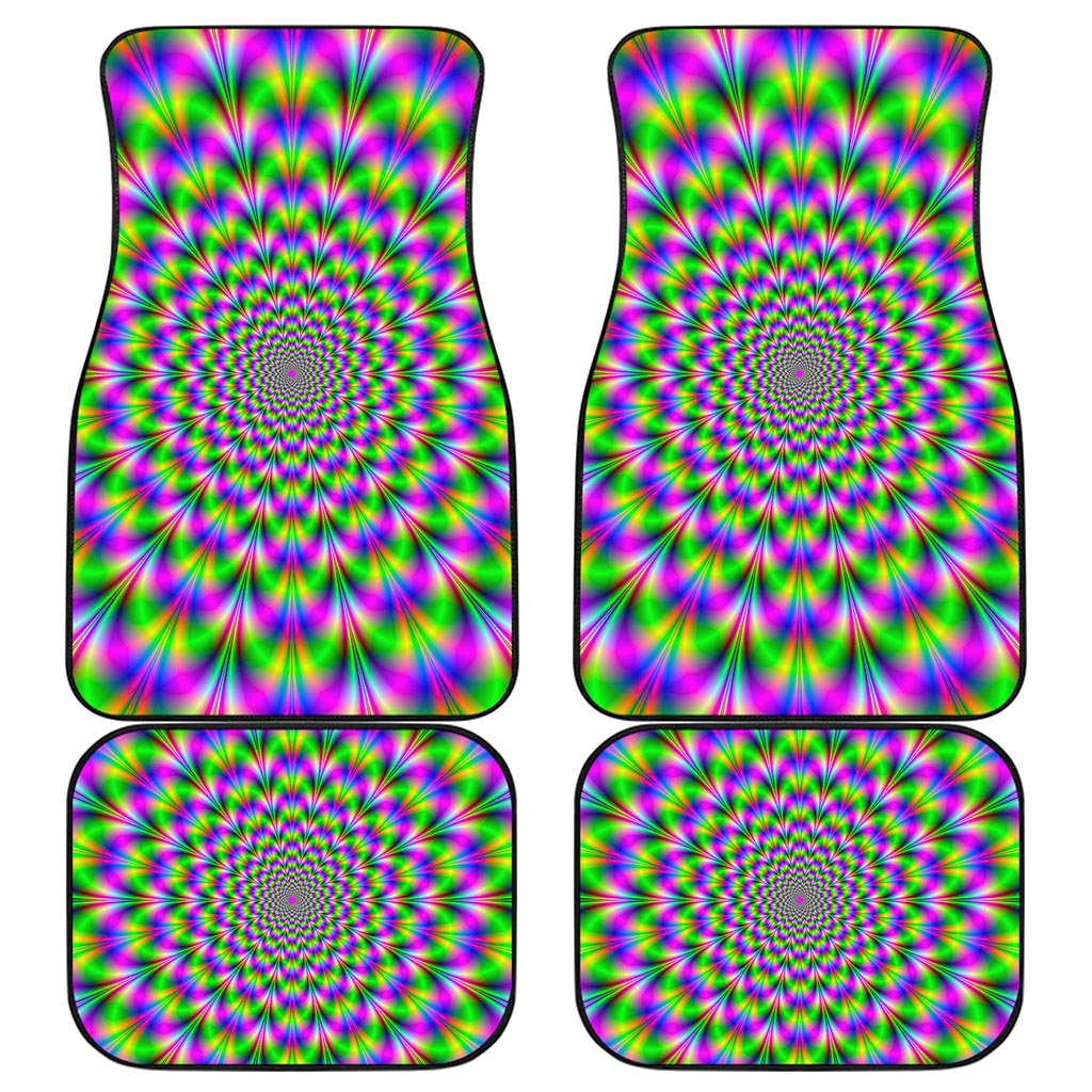 Neon Psychedelic Optical Illusion Front and Back Car Floor Mats