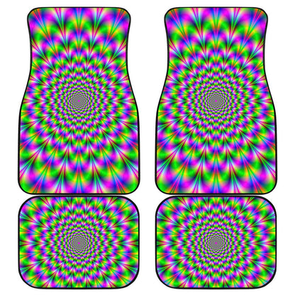 Neon Psychedelic Optical Illusion Front and Back Car Floor Mats