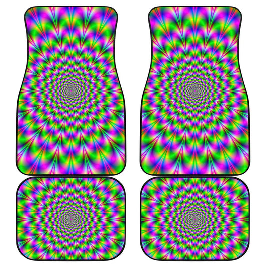 Neon Psychedelic Optical Illusion Front and Back Car Floor Mats