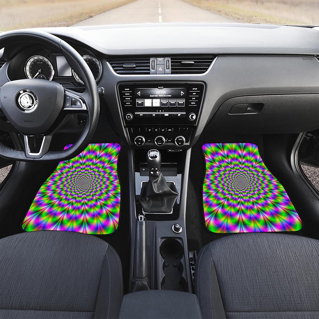 Neon Psychedelic Optical Illusion Front and Back Car Floor Mats