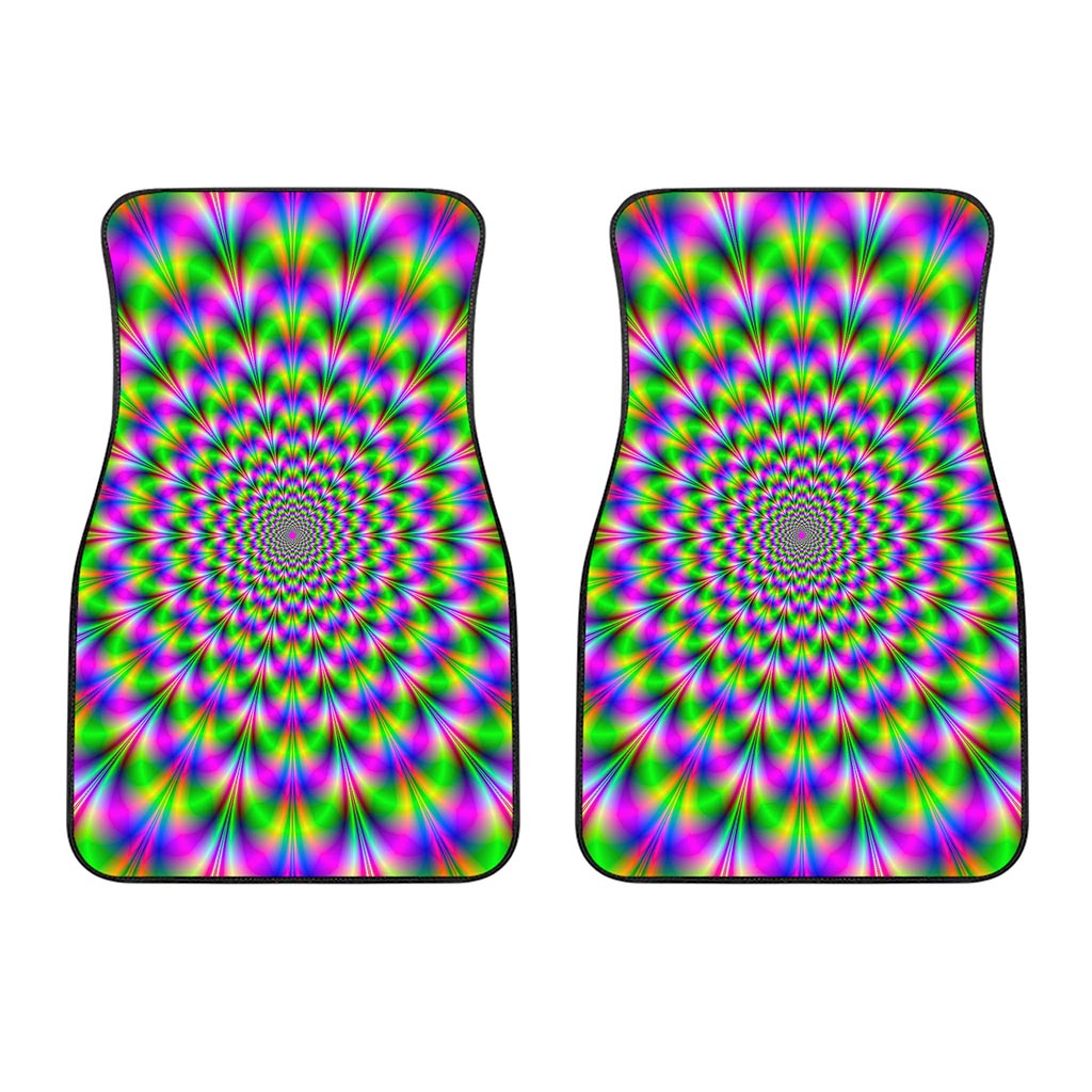 Neon Psychedelic Optical Illusion Front Car Floor Mats